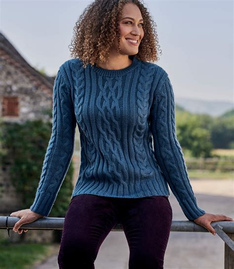 Women's Crew neck sweater in aran cashmere and wool